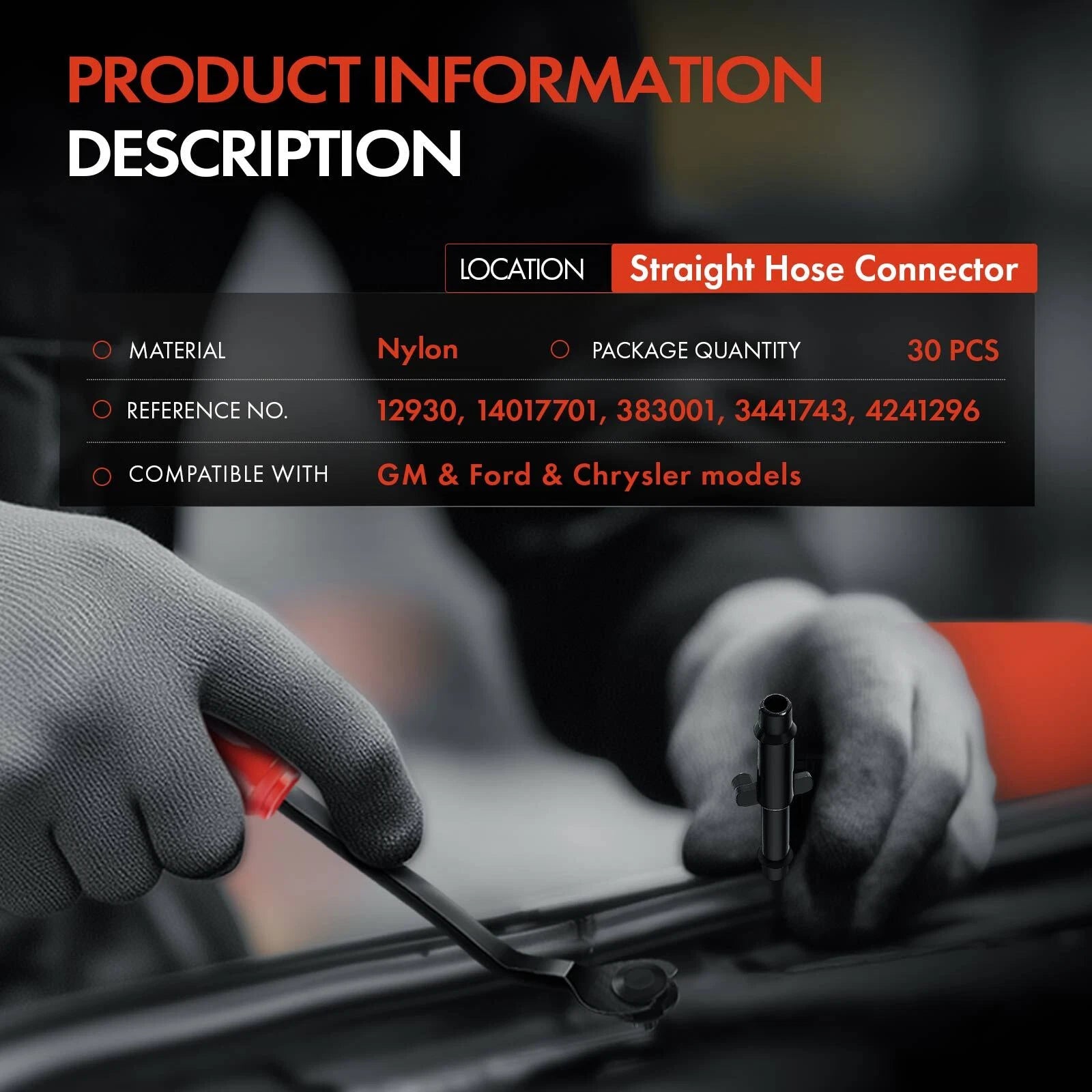 30Pcs Straight Connector Clips for Ford
