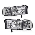 Chrome Clear Corner Headlights Assembly for Dodge Ram 1500 2500 3500 (1994–2002)