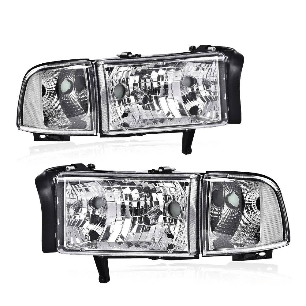 Chrome Clear Corner Headlights Assembly for Dodge Ram 1500 2500 3500 (1994–2002)