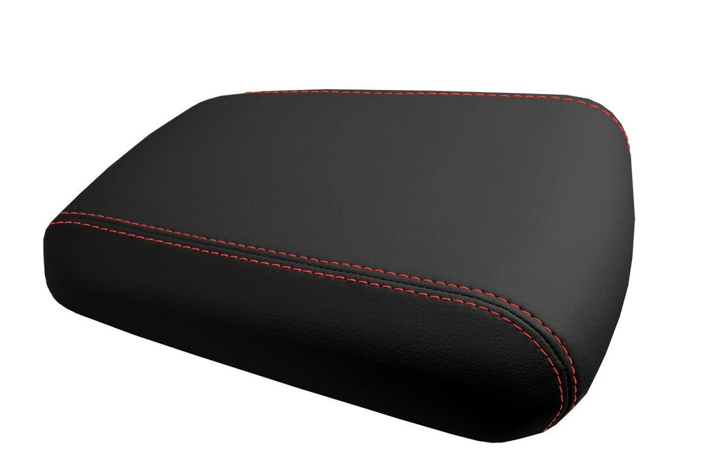 Leather Console Lid Armrest Cover for Jeep Grand Cherokee (1999–2004) Red Stitch