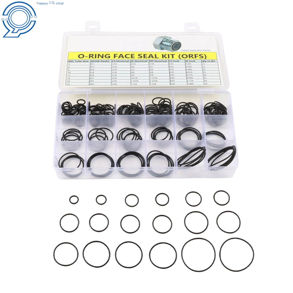 Hydraulic O-Ring Kit for FACE ORFS Fittings (155 Pieces, 8 Sizes)
