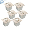 Set of 6 Stainless Steel Hotel Pans 1/6 Size with Lids (6" Deep)