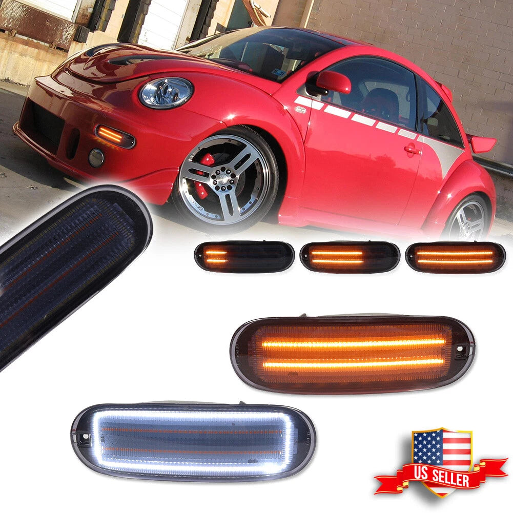Smoke Switchback LED Front DRL Turn Signal Lights for VW Beetle (1998–2005)