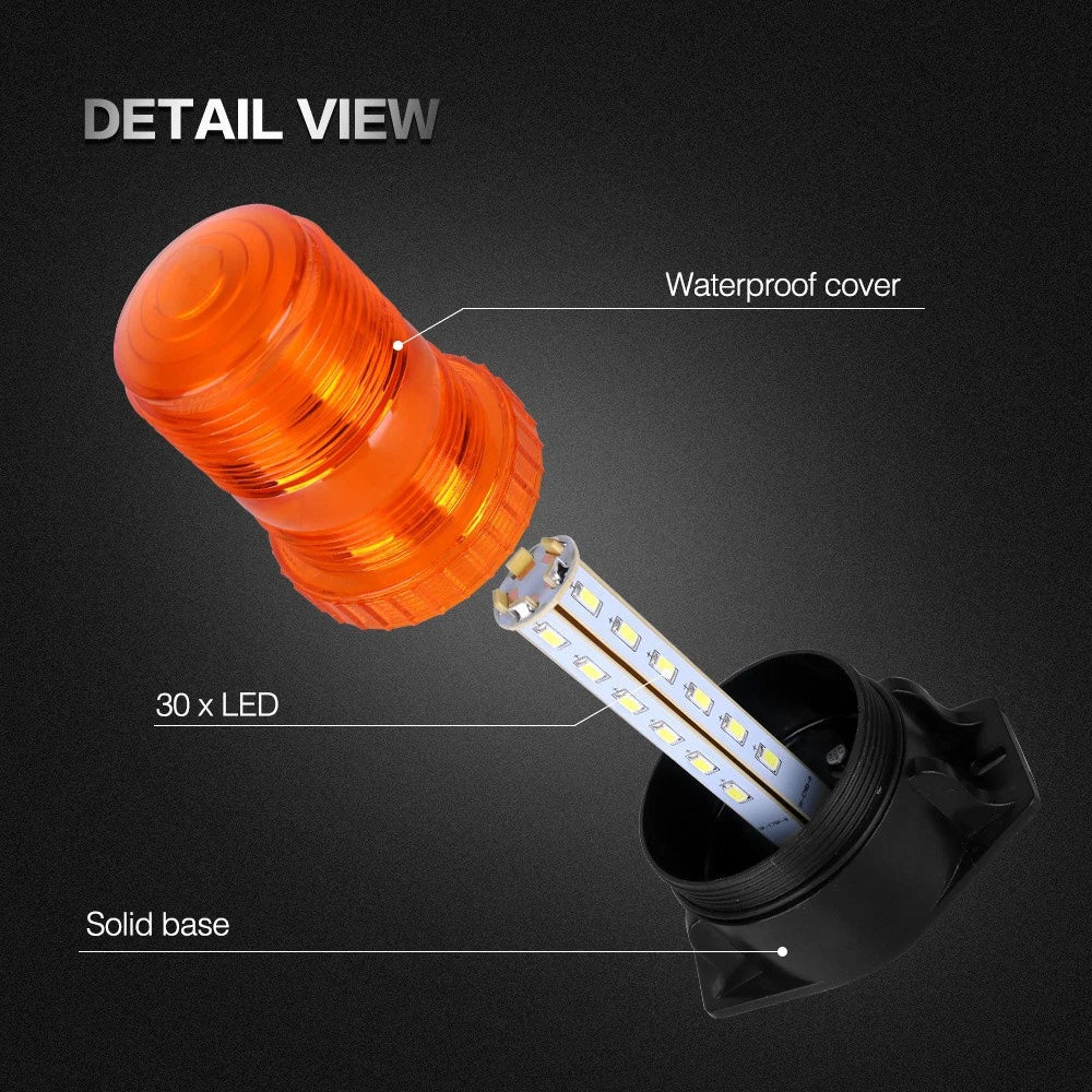 12-30V Amber LED Flashing Beacon Strobe Emergency Light for Car