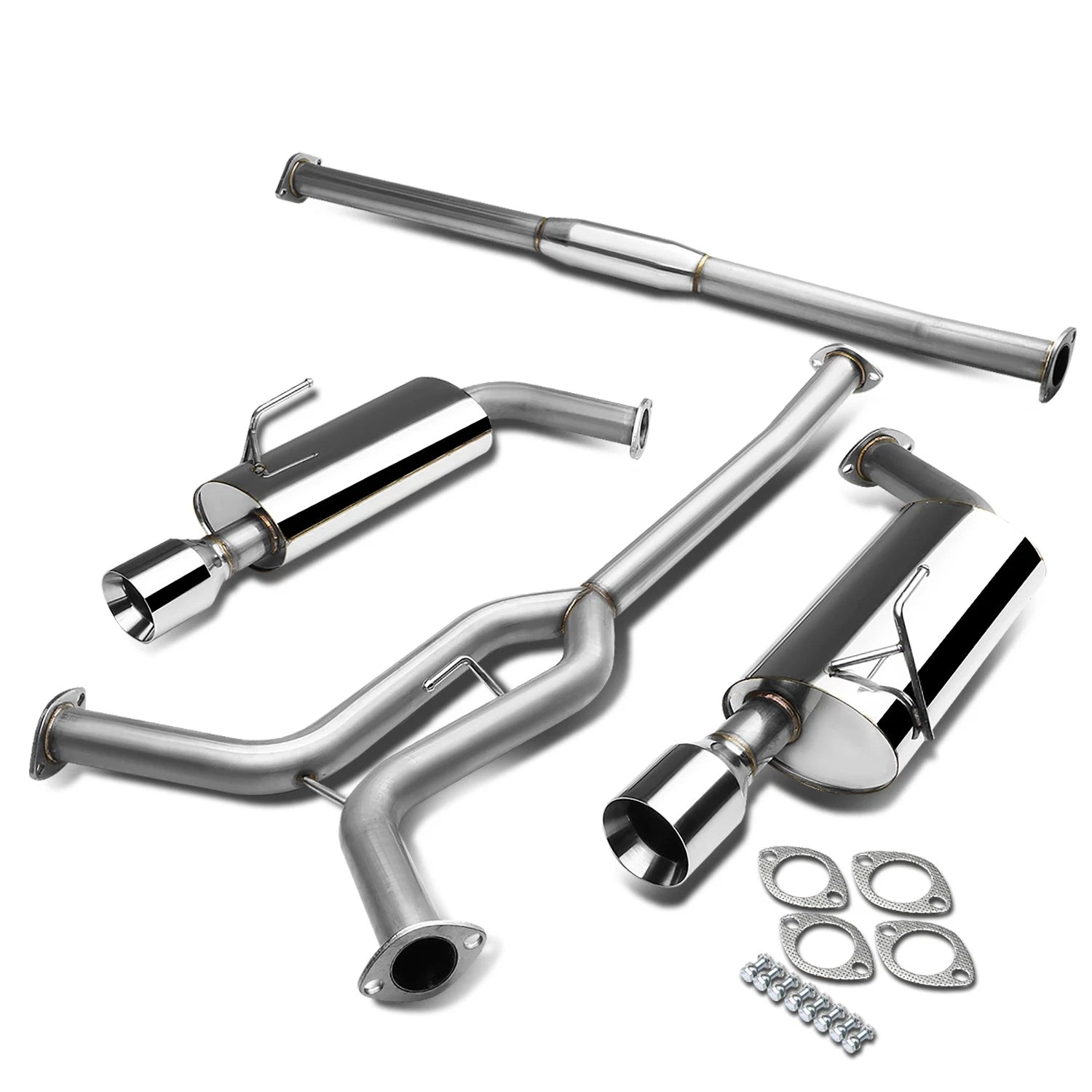 Dual 4" Double Wall Rolled Muffler Tip Catback Exhaust System for Maxima (2004–2008)