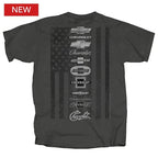 Chevrolet Bowtie Logo Licensed T-Shirt Vintage Gray American Flag for Men