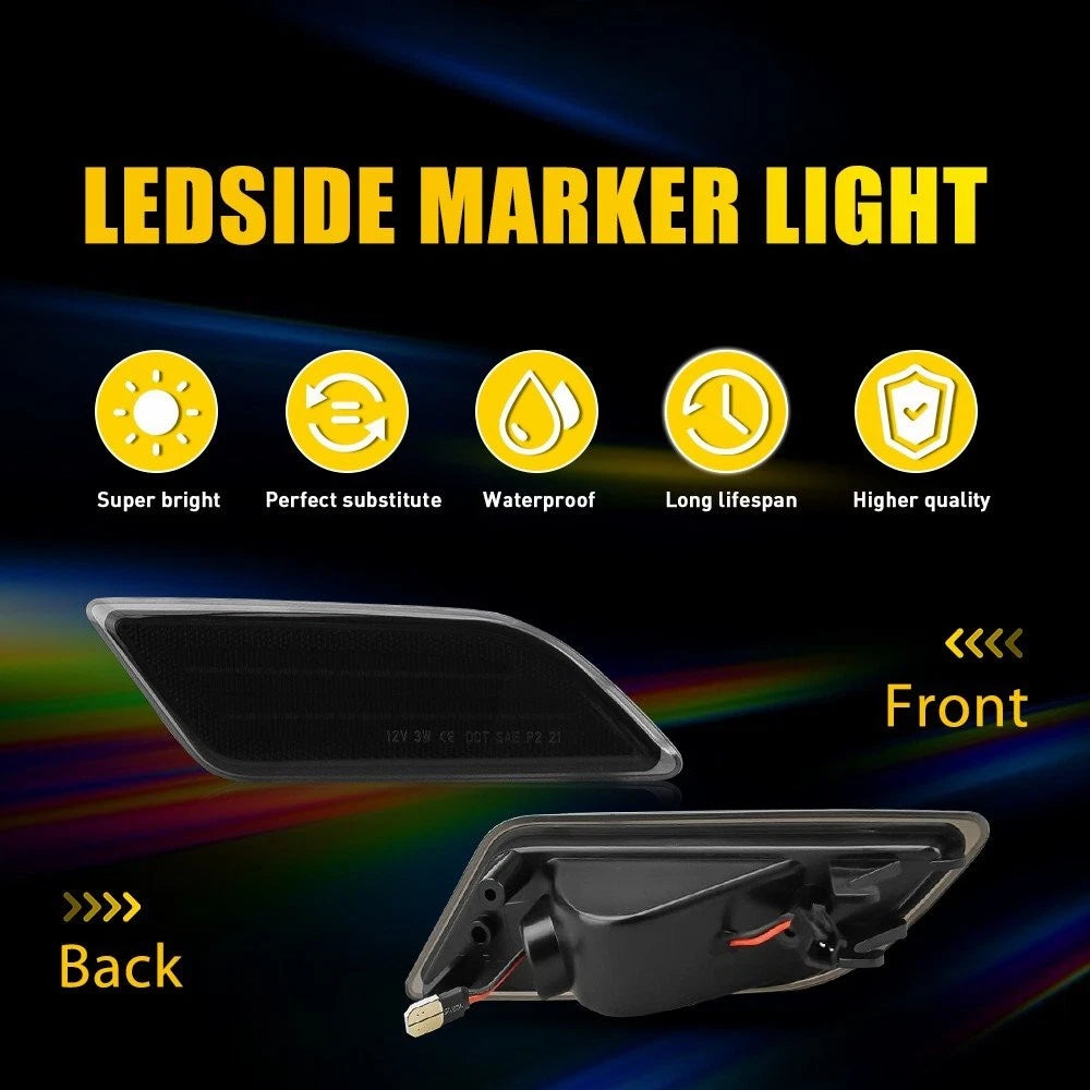 2X Smoke White Bumper Side Marker Light for Benz C250 C300 C350 C63 (2012–2014)