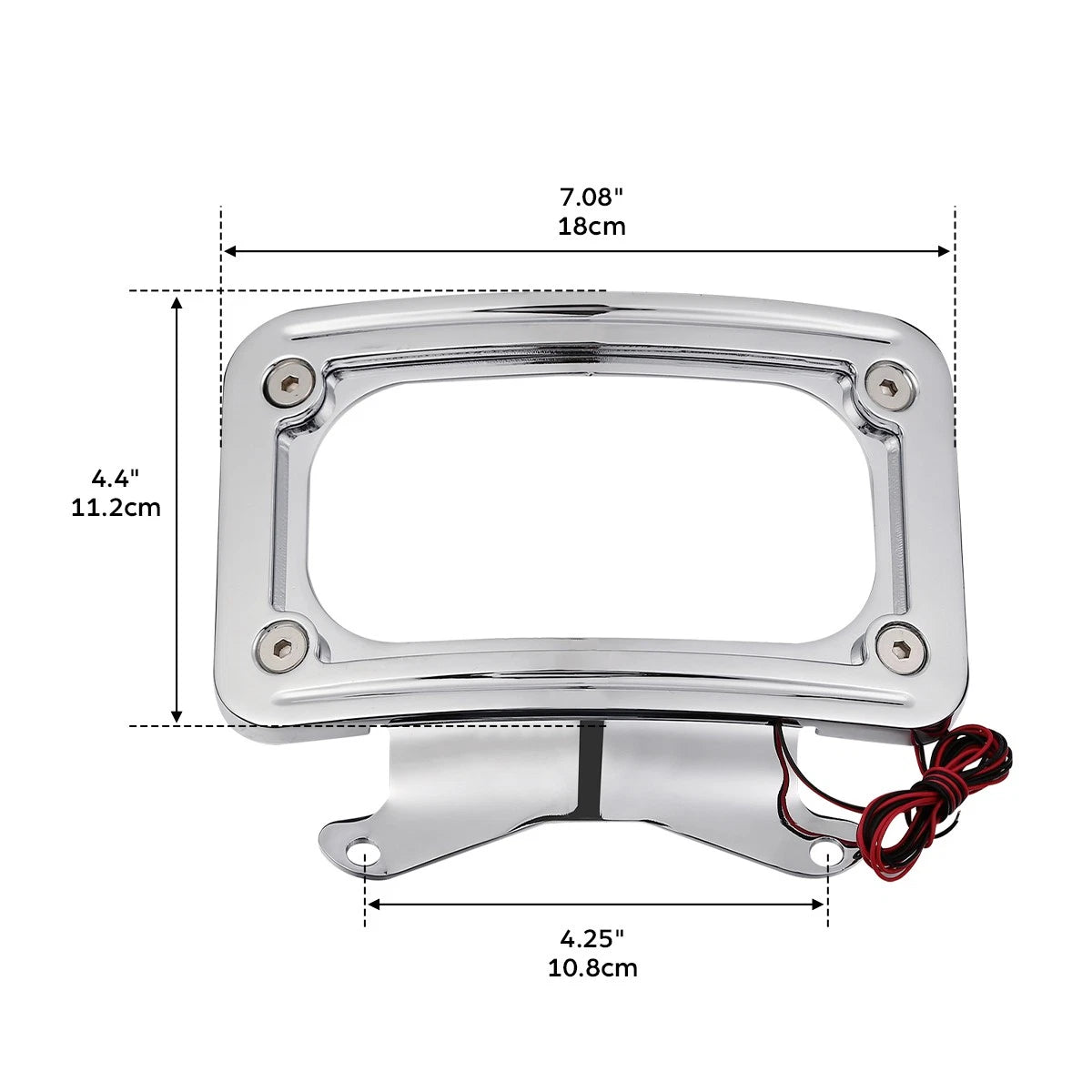 Curved Laydown License Plate Mount Frame Light for Harley Street Road Glide (2014–2023)