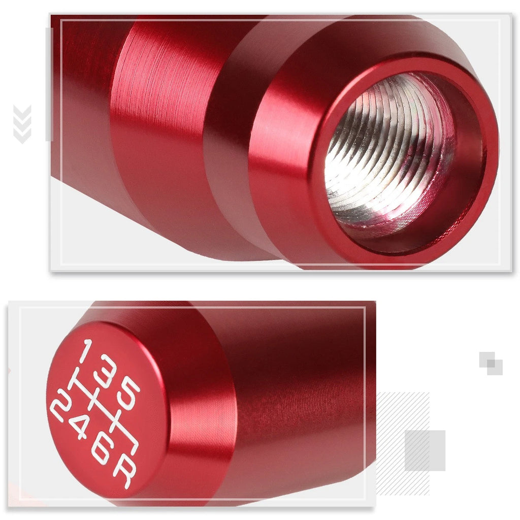 J2 Aluminum 6-Speed Manual Shift Knob Red for Universal Fit (Adapters Included)