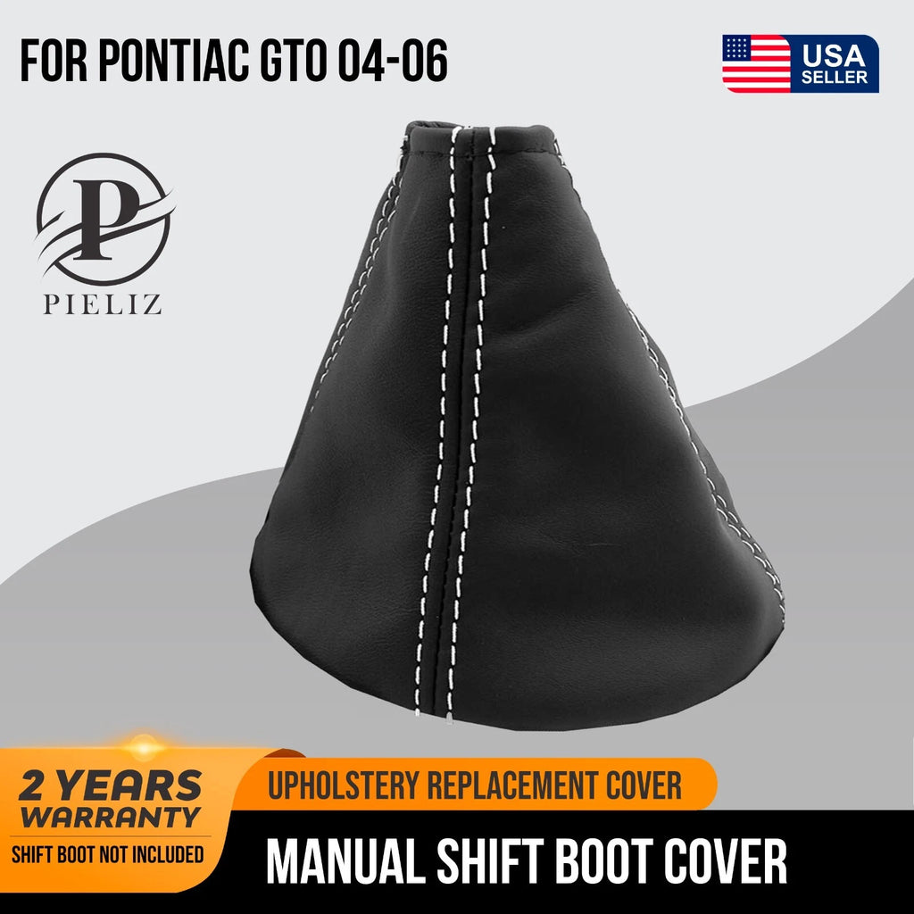 Manual Shift Boot Cover for Pontiac GTO (2004–2006) White Stitch PVC Leather