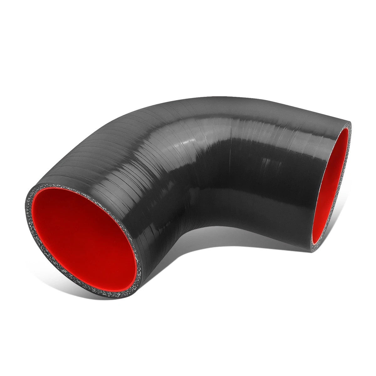 2.5" 90-Degree Elbow Coupler for Intercooler Pipe (Black/Red Silicone)