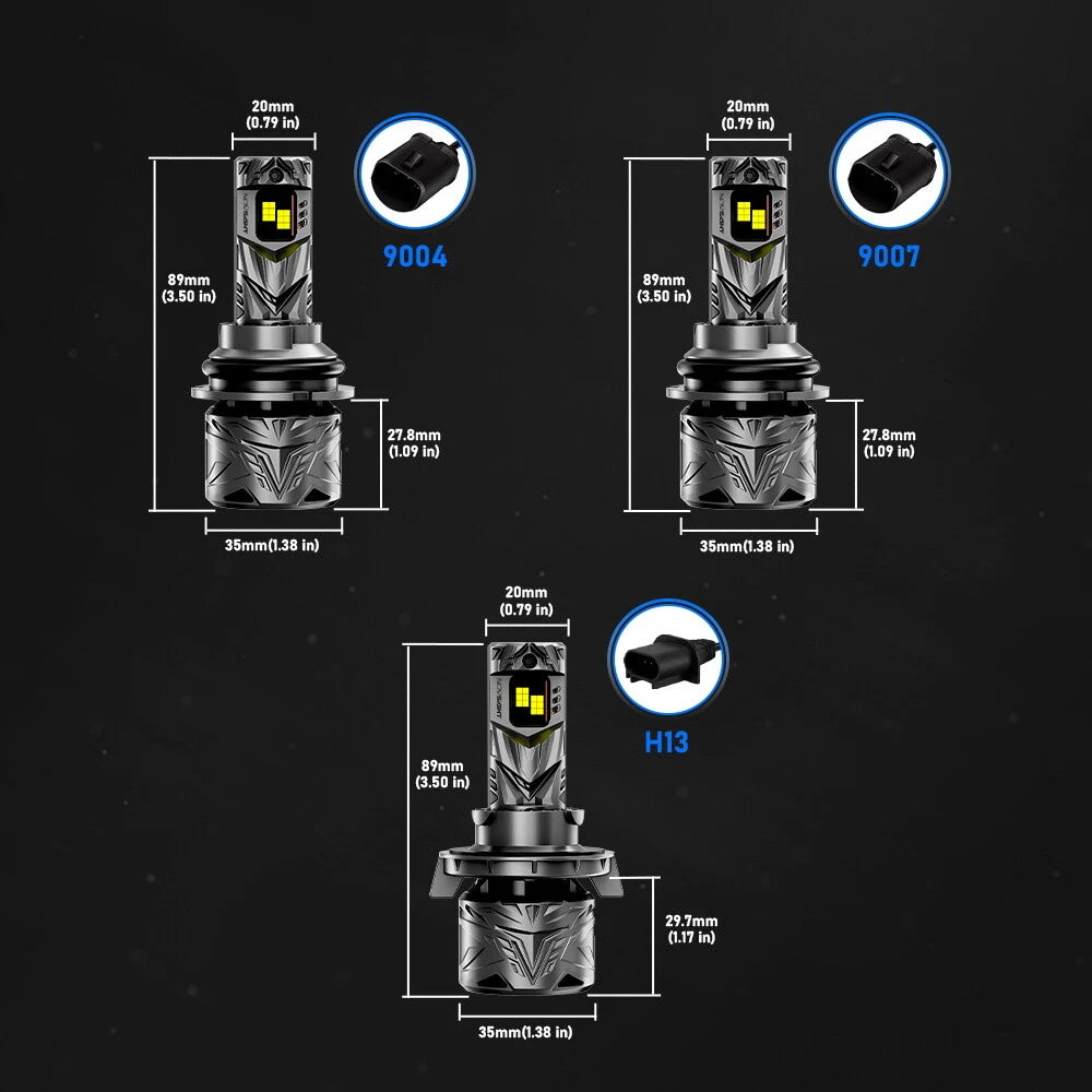 2X H4 LED Headlight Bulbs for NOVSIGHT (80000LM, 6500K, 240W)