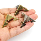 Set of 4 Antique Wooden Jewelry Box Corner Protectors