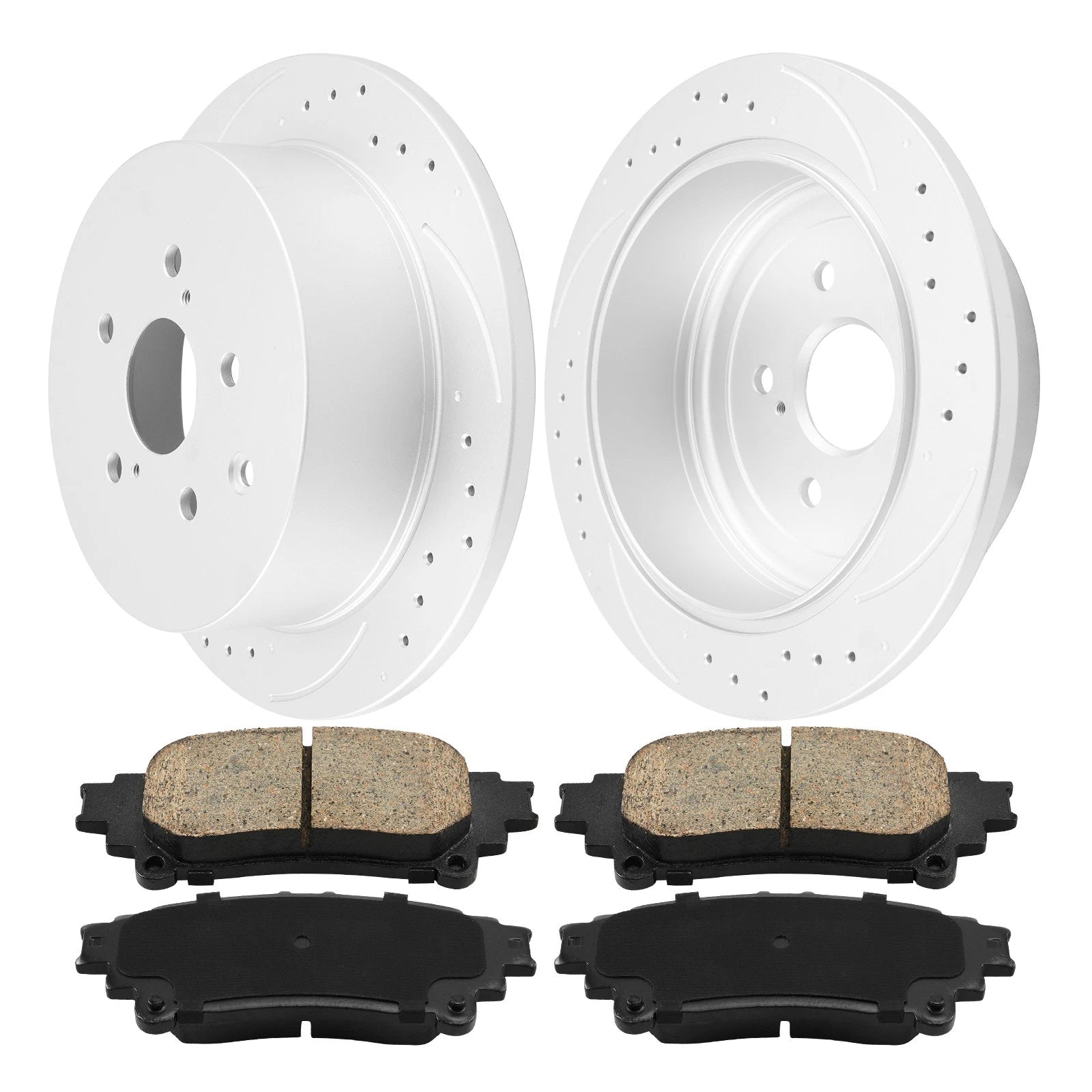 Rear Drilled Slotted Brake Rotors and Pads Kit for Toyota Sienna (2011–2020)