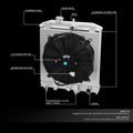 2X Aluminum 2-Row Racing Radiator + Cooling Fan Shroud for Honda EG/EH/EJ/EM/DC (1994–2000)