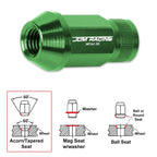20Pc M12X1.5 Green JDM Open End Bulge Hex Lug Nuts + 25mm Extension