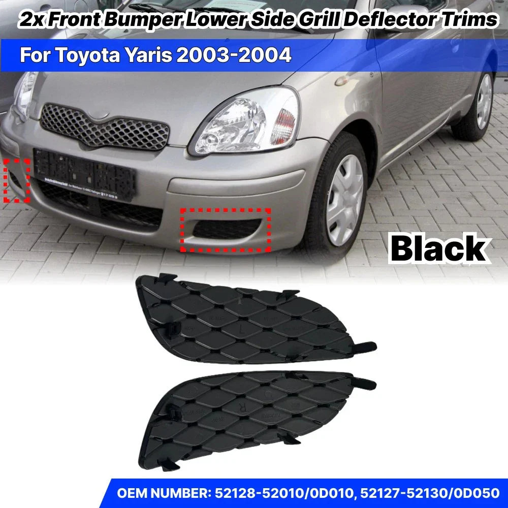 Pair Front Bumper Lower Side Grill Deflector Trims for Toyota Yaris (2003–2004)