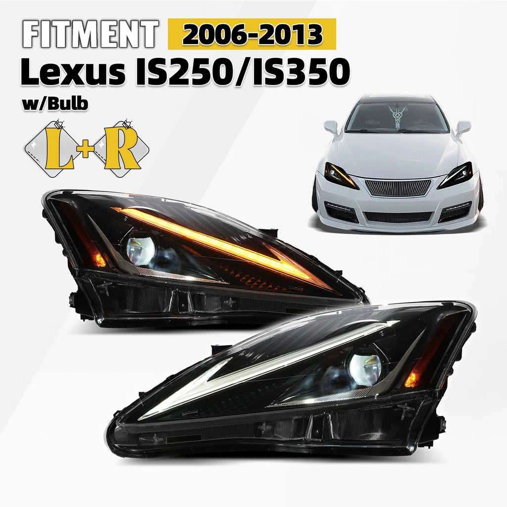 LED Headlight Set for Lexus IS250/IS350 (2006–2013) w/SwitchBack Left+Right