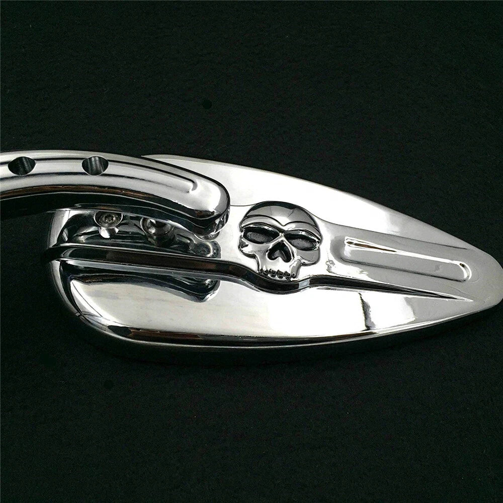 Chrome Skull Side Mirrors for Harley Softail (2018–2023)