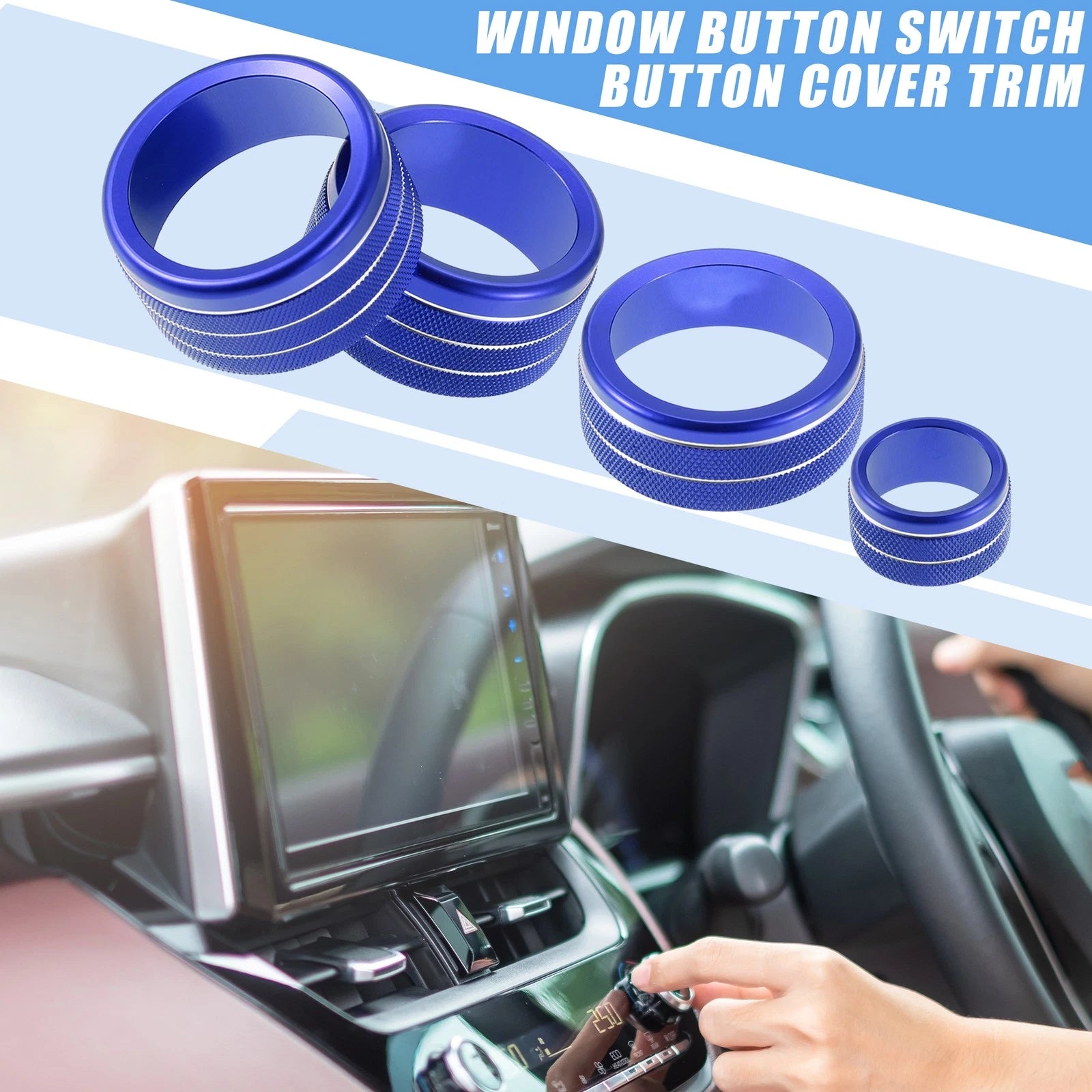 Set of 5 AC Volume 4WD Switch Knob Covers for Toyota Tundra (2014–2021) Blue