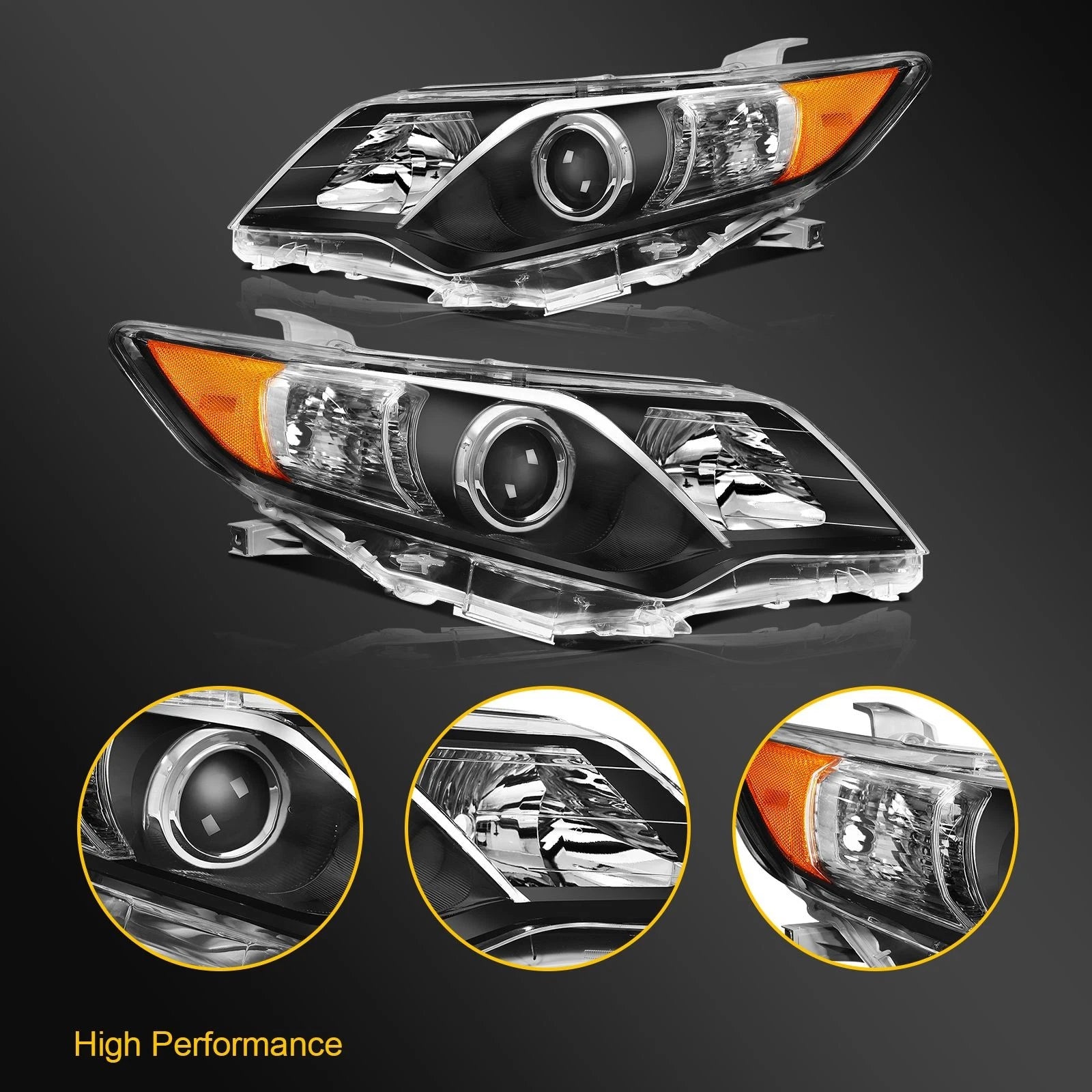 2Pcs Projector Headlights Assembly for Toyota Camry (2012–2014)