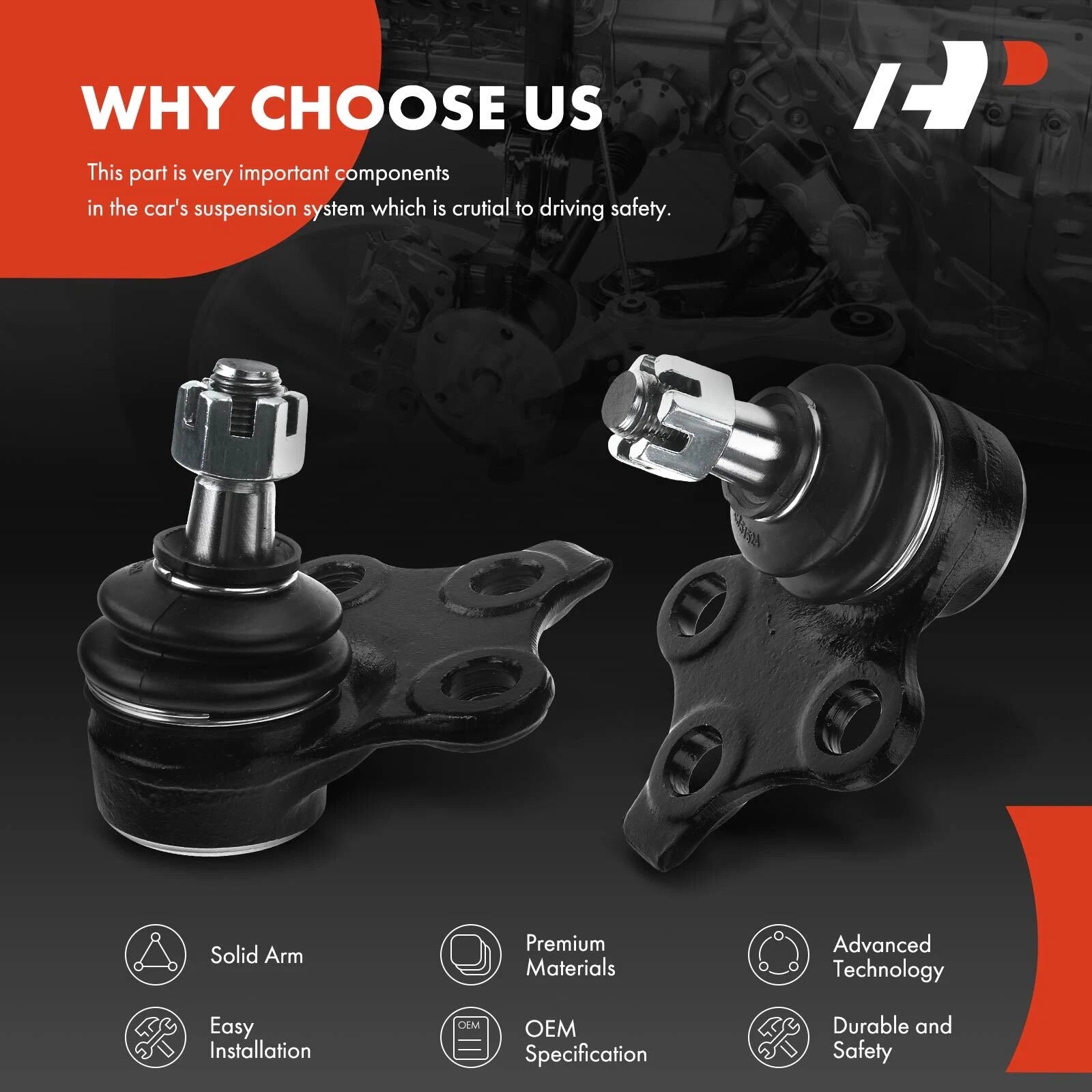 2x Front Lower Ball Joint for Chevrolet Malibu (1997-2003)