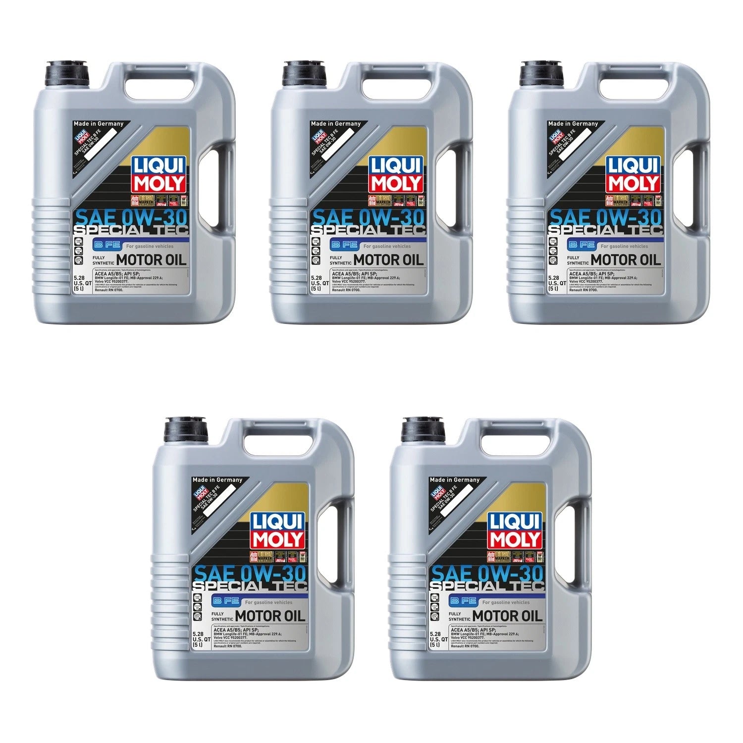 Set of 5 Liqui Moly Special Tec B FE 0W-30 Engine Oil (25L)