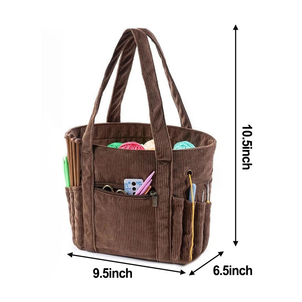 Yarn Tote Bag with Grommet Holes for Crafting and Storage