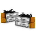 OE Headlight Lamps for Chevy C/K Pickup Suburban (1994–1999) Chrome Housing Amber Side