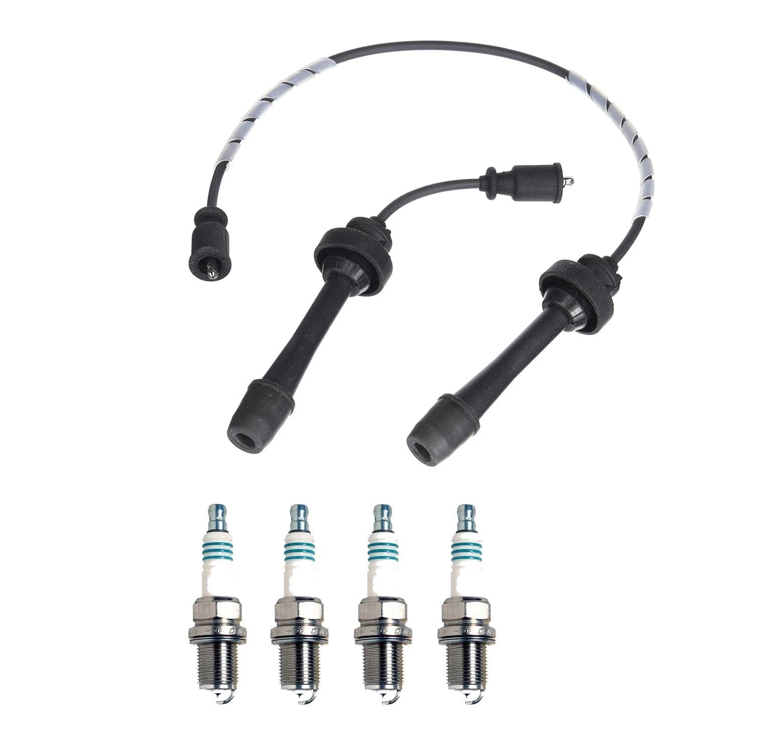 Denso 5mm Wire Set & 4 Iridium Power Spark Plugs for Mazda Protege (1999–2003)