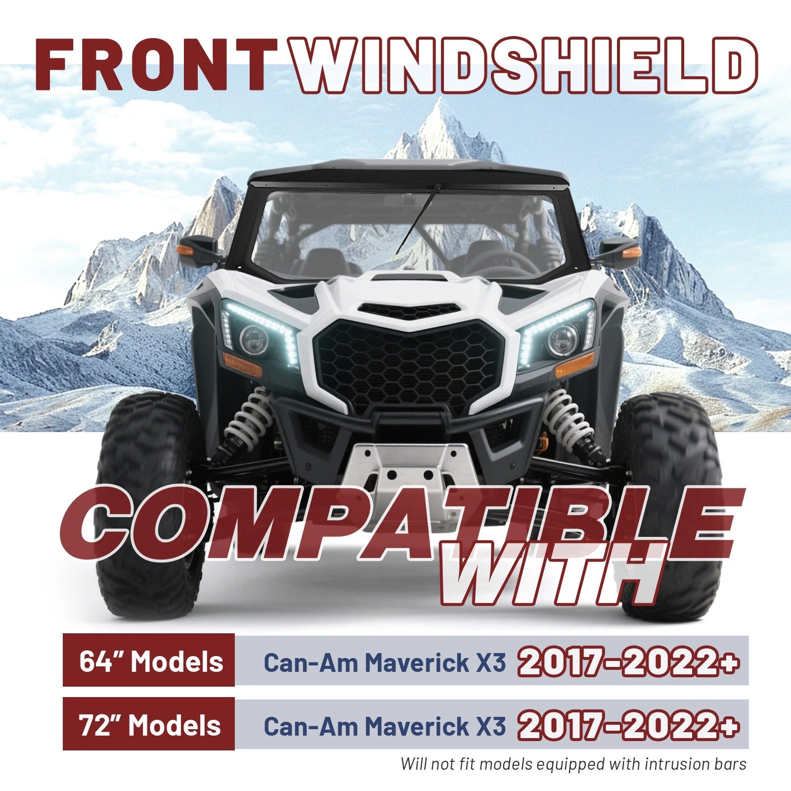 Windshield with Wiper for Can-Am Maverick X3 Turbo MAX (2017–2023)