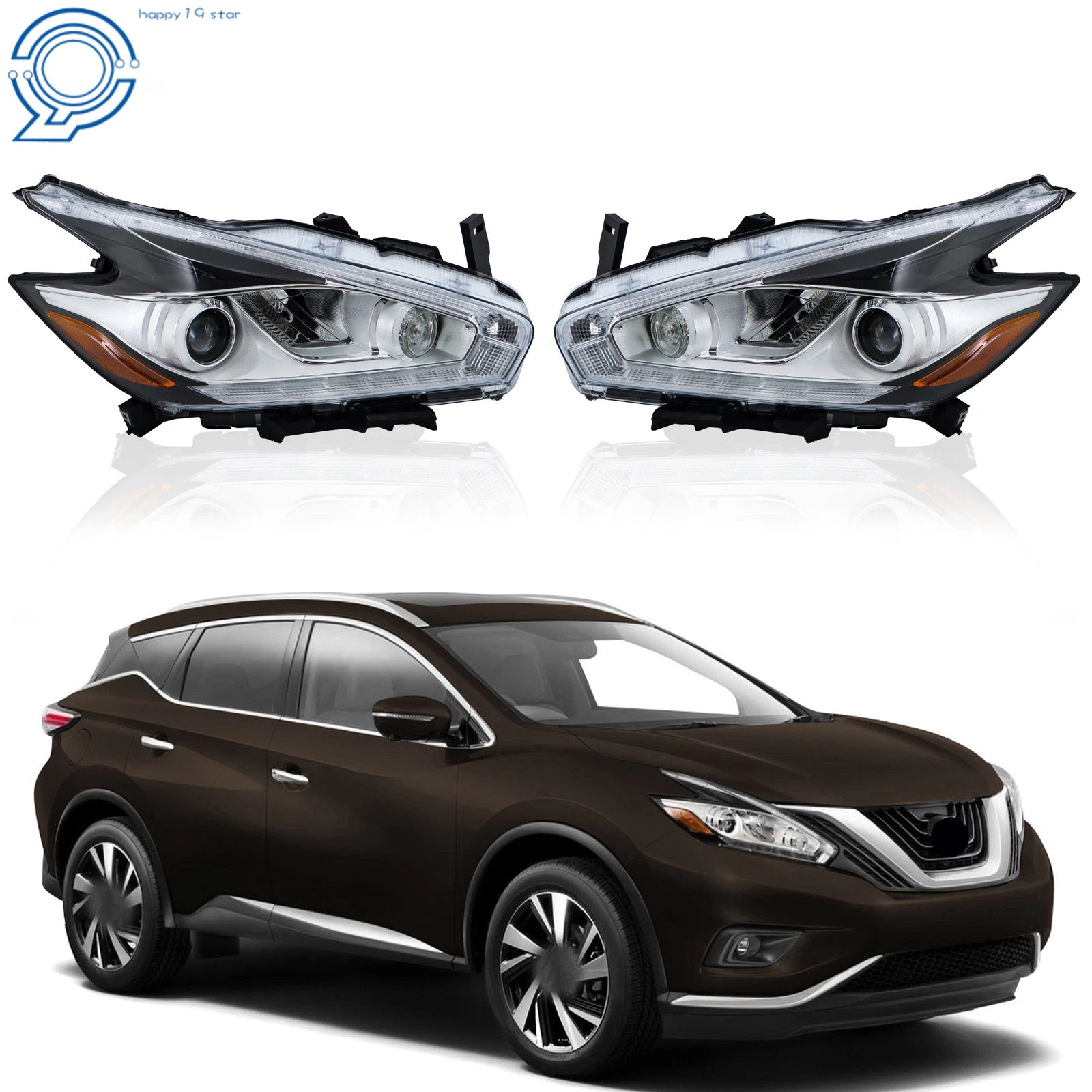 Clear LED Headlights for Nissan Murano (2015-2018) Left + Right Side
