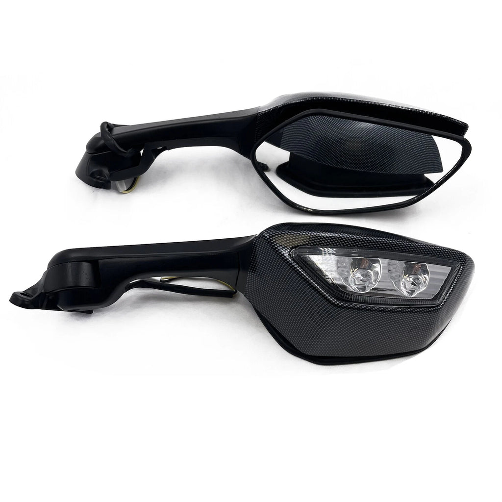 Carbon Look Rear View Mirrors with Turn Signals for Kawasaki Ninja ZX10R (2011–2015)