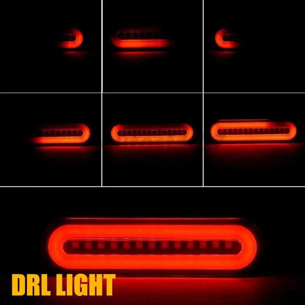 5-Inch Oval LED Tail Light Bar for Trailer Truck RV (Red Amber)