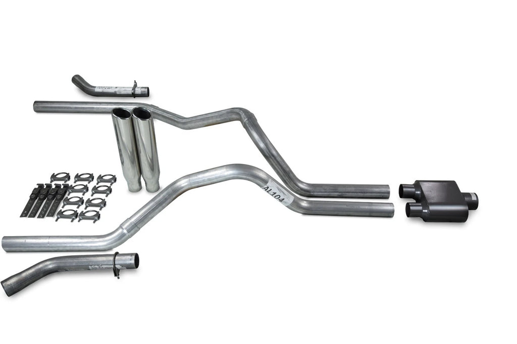 2.5" Dual Exhaust Kit for Chevy GMC 1500 (2007–2014) - Clamp on Tips, Corner Exit