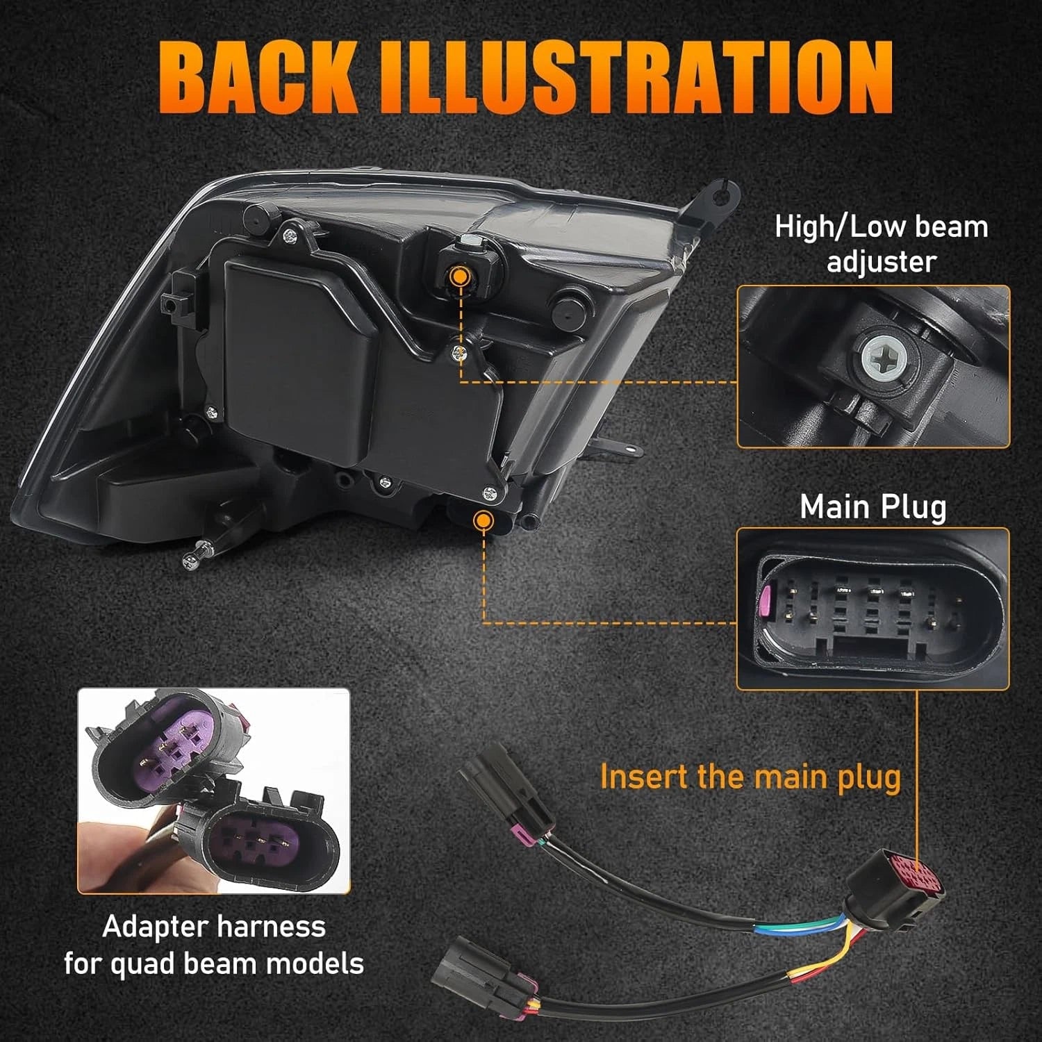 Black Projector Headlights with LED DRL for Dodge Ram 1500 2500 3500 (2009–2018)
