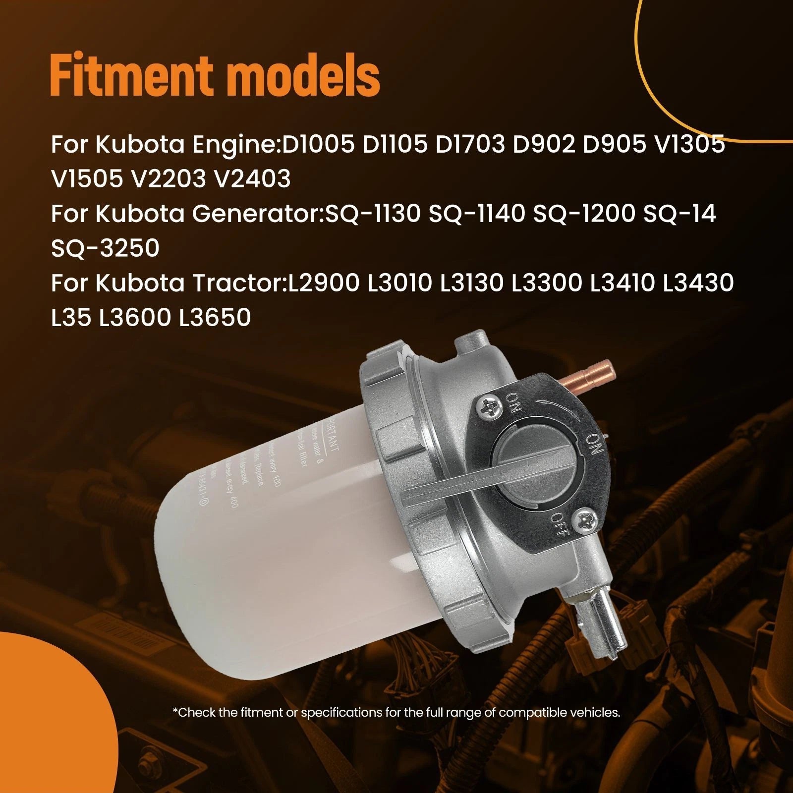 Fuel Filter for Kubota L3600 L3710 L3830 L4240 L4400 L45 L4600 (1990–2023)