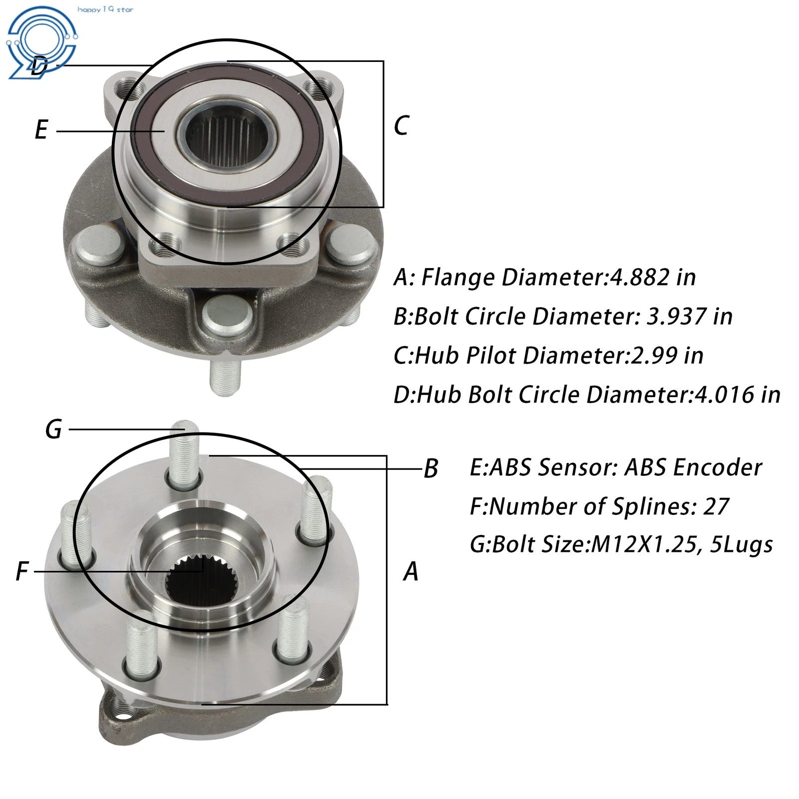 2X Front Wheel Hub & Bearing for Subaru Outback Legacy (2005–2014)