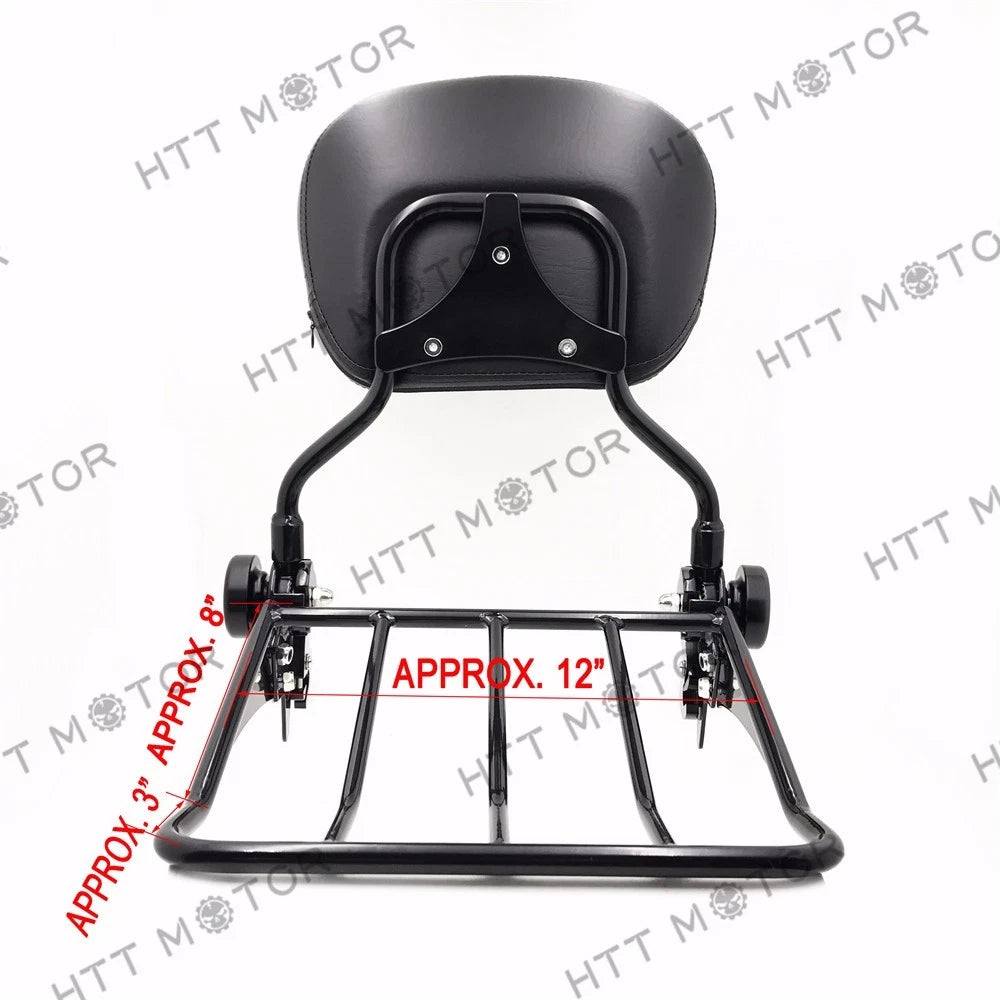 Adjustable Sissy Bar Backrest Luggage Rack for Harley Street Glide Road King (2009–2023)