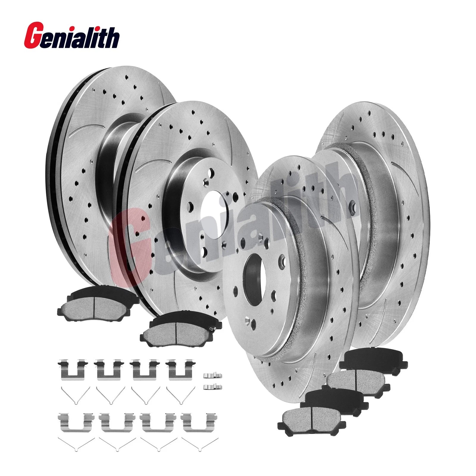 Front Rear Drilled Slotted Brake Rotors Ceramic Pads for Honda Pilot (2009–2015)