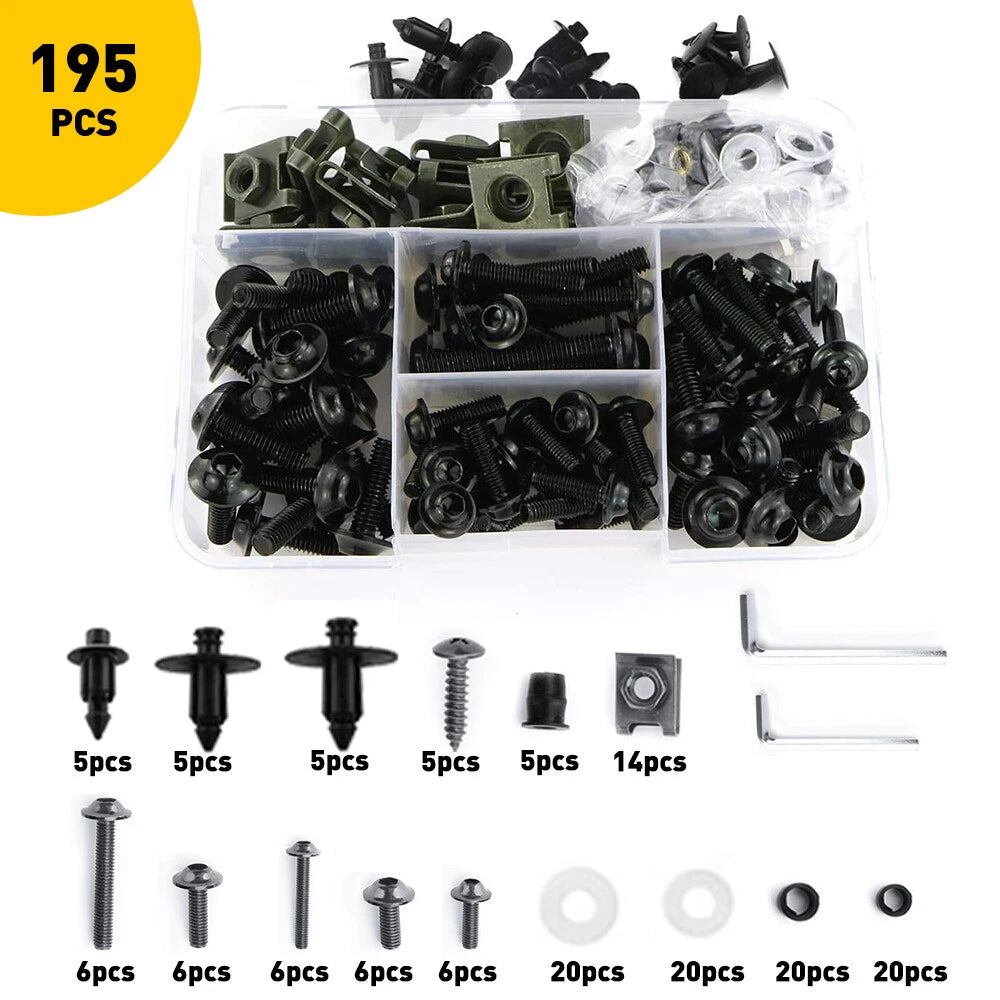Complete Black Fairing Fender Bolt Kit for Kawasaki Motorcycles