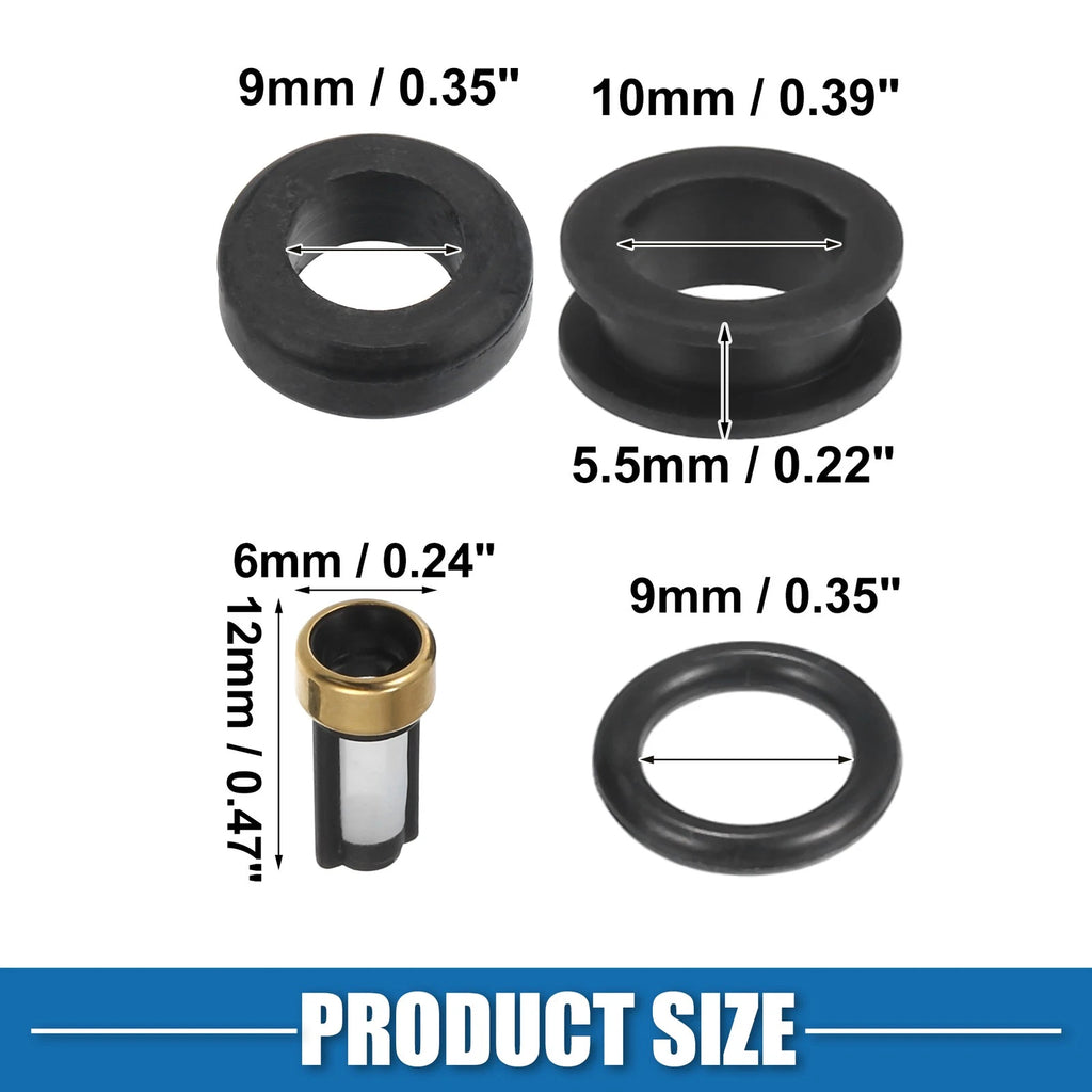 Set of 6 Fuel Injector O Rings Seals with Micro Filters for Toyota Celica (1988–1989)