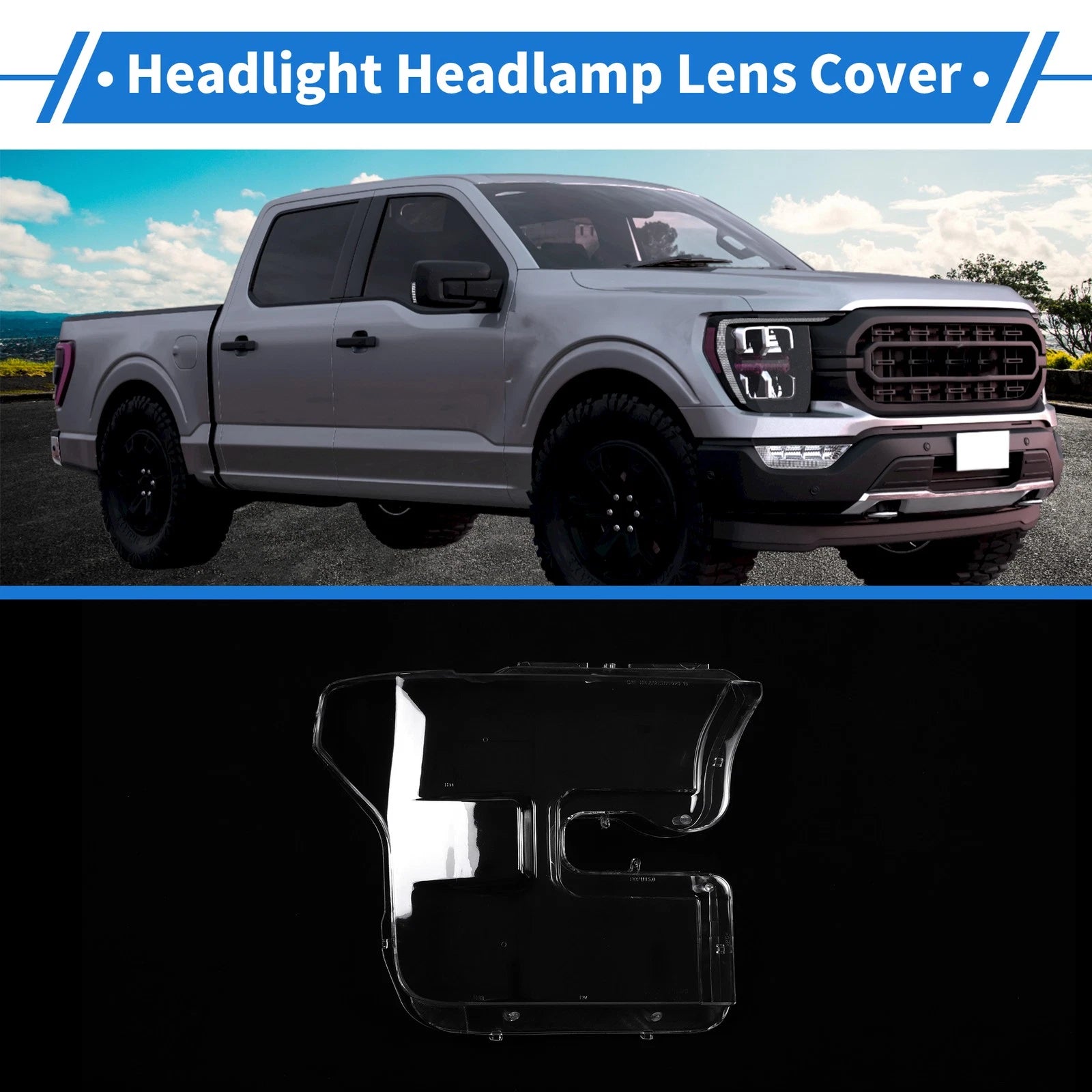 1 Pcs Headlight Lens Cover for Ford F-150 (2015–2017) PC Clear