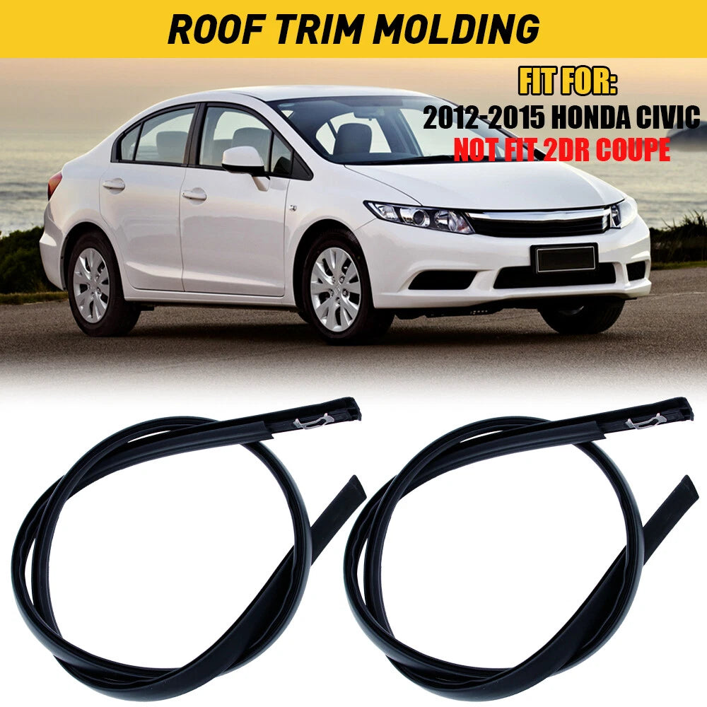 2X Black Roof Trim Molding Kit for Honda Civic Sedan 2012–2015