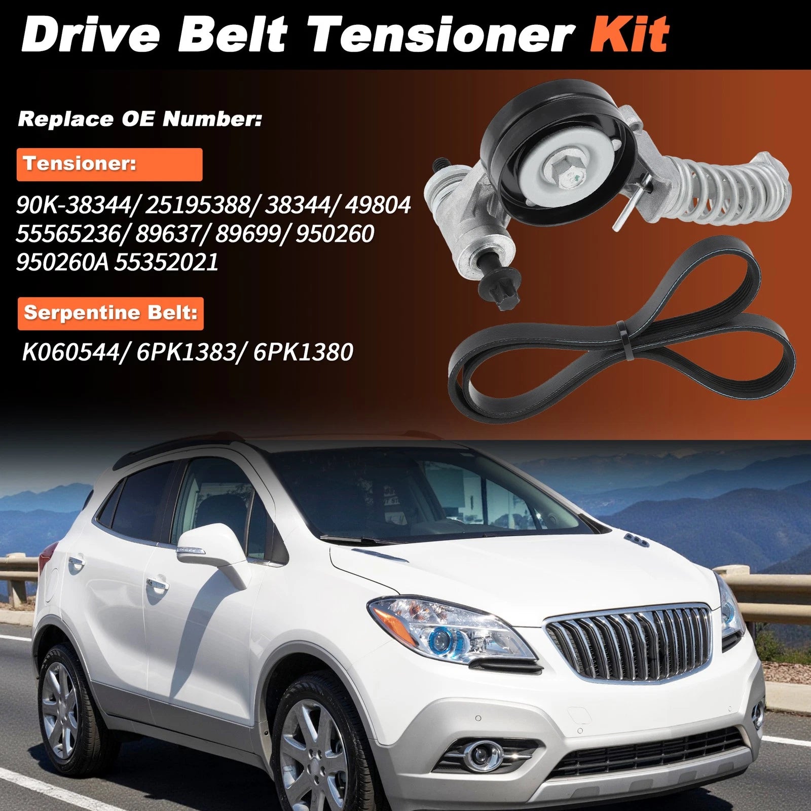 Serpentine Belt Drive Tensioner Kit for Buick Encore (2013–2020) K060544 6PK1383