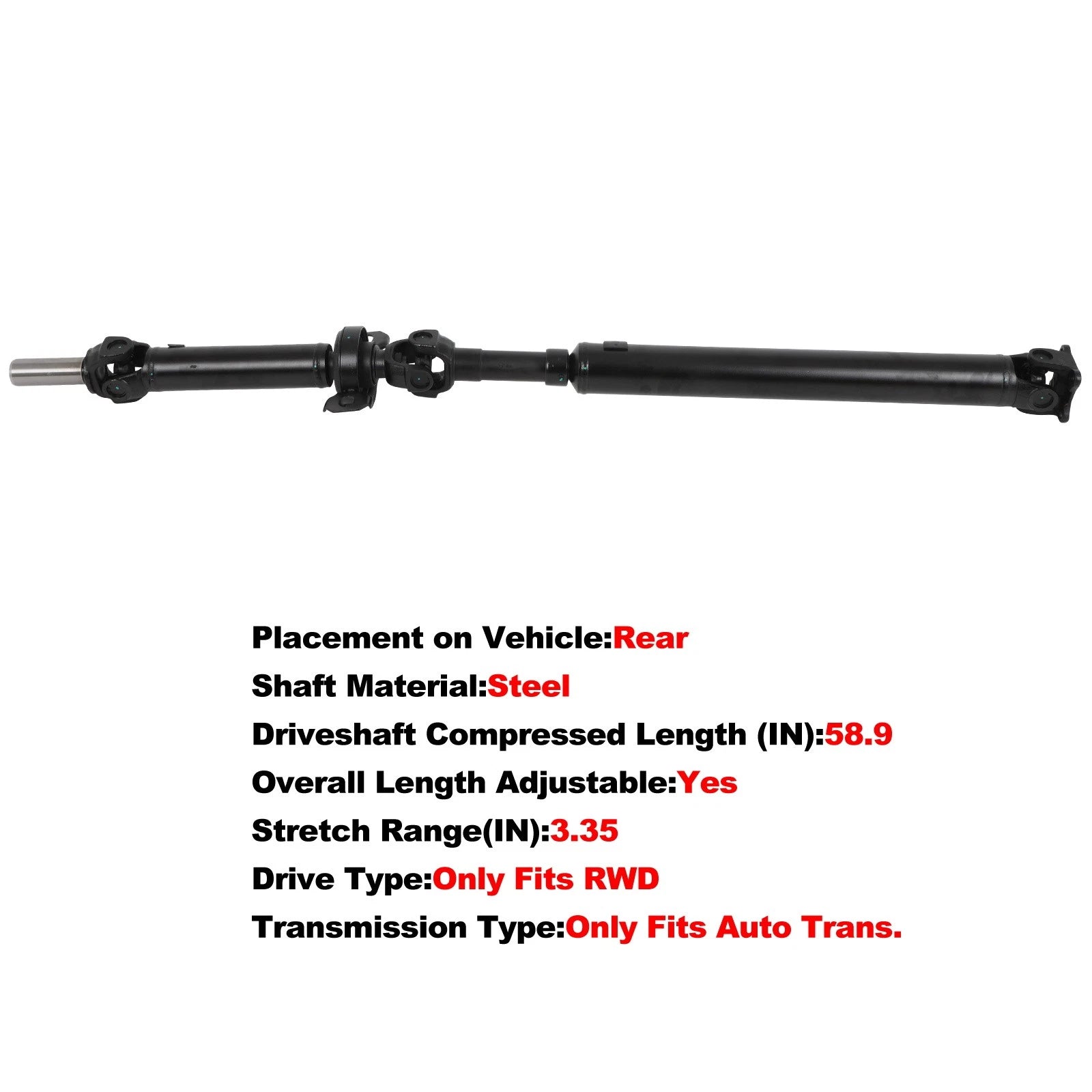Rear Driveshaft for Kia Sorento (2003–2006) V6 3.5L Auto RWD 491003E450