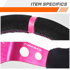 NRG RST-006S-FHA Steering Wheel for Universal Fit (350mm, Suede, Fuchsia Stitch)