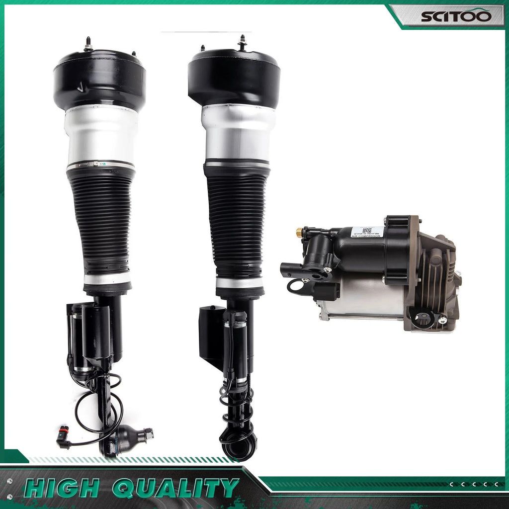 3X Front Air Suspension Struts & Compressor for Mercedes W221 S500 S550 (2007–2013)