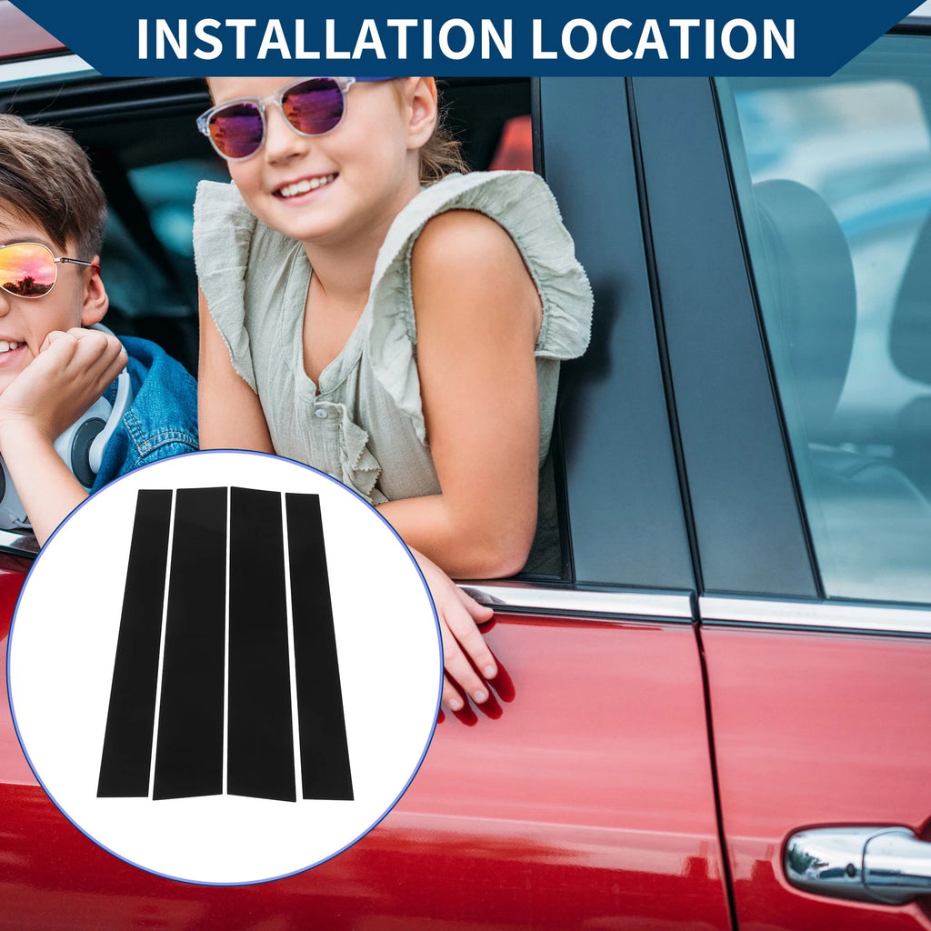 Set of 4 Car Pillar Window Trim Covers for Toyota Tundra (2007–2020) Black
