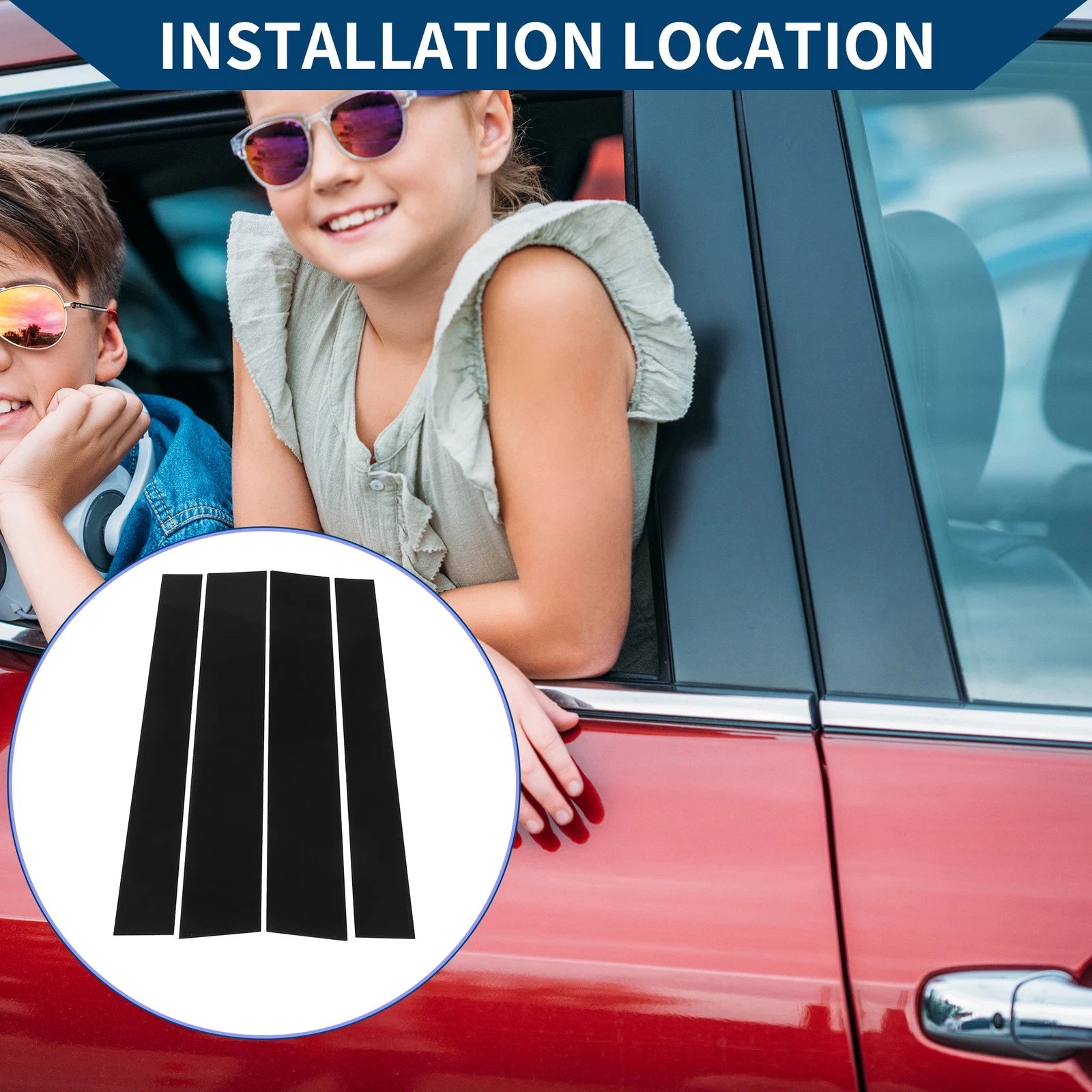 Set of 4 Car Pillar Window Trim Covers for Toyota Tundra (2007–2020) Black